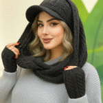 ست سه تکه نقاب شال دستکش بافت